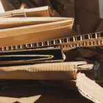 A stack of cardboard waiting to be recycled.