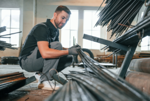 Selecting steel wire for custom wire fabrication.