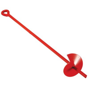 A product image of the trellis steel earth anchor in red with a white backdrop.
