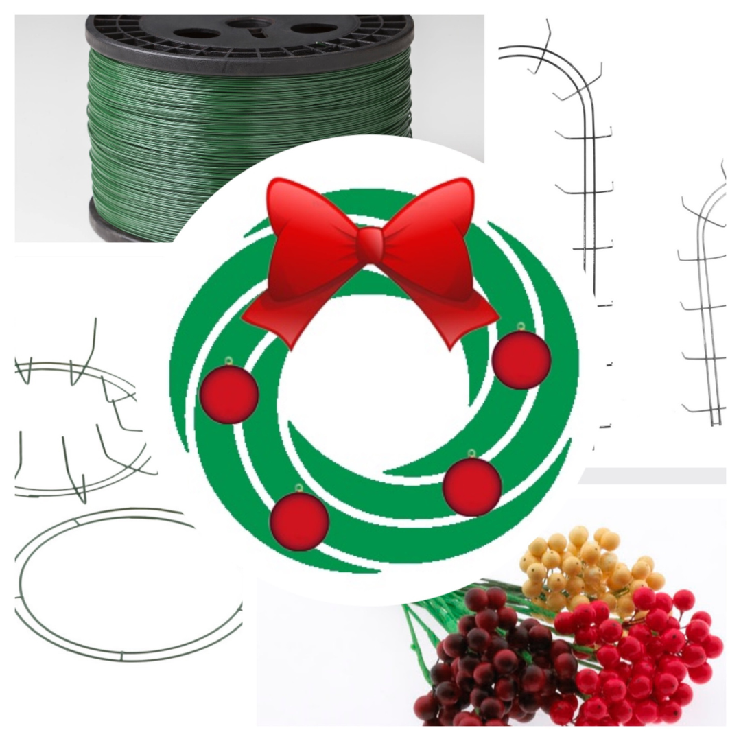 A graphic collection and diagram of wire wreath forms with a Christmas wreath vector.